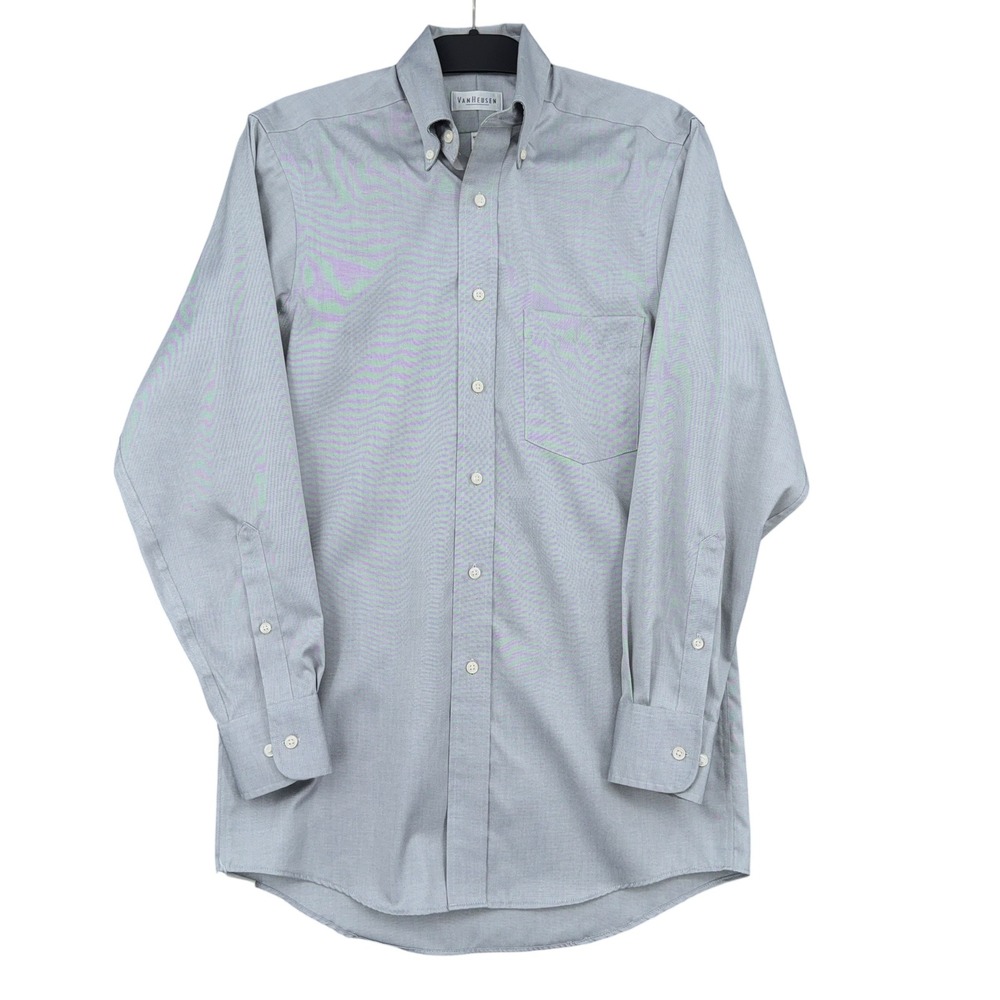 Van Heusen Non-Iron Dress Shirt Mens XS 100% Cotton Gray 13.5-14 32/33